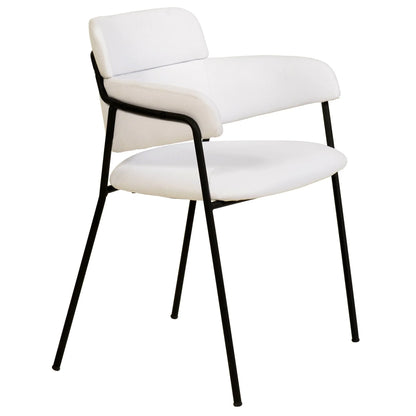 Axis Upholstered Dining Chair with Curved Open-Back and Arms and Black Stainless Steel Legs - Elax Furniture