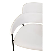 Axis Upholstered Dining Chair with Curved Open-Back and Arms and Black Stainless Steel Legs - Elax Furniture