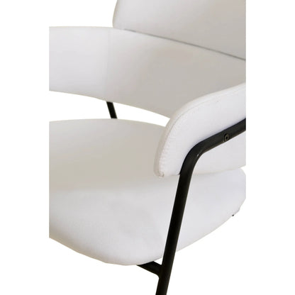 Axis Upholstered Dining Chair with Curved Open-Back and Arms and Black Stainless Steel Legs - Elax Furniture