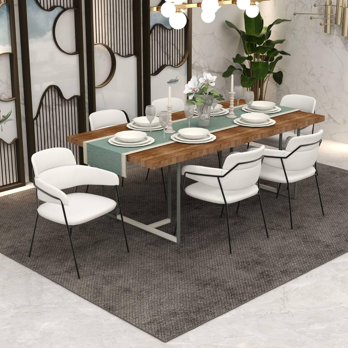 Axis Upholstered Dining Chair with Curved Open-Back and Arms and Black Stainless Steel Legs - Elax Furniture