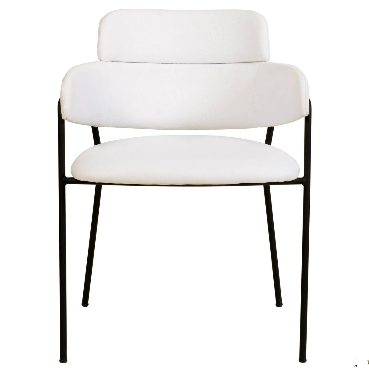 Axis Upholstered Dining Chair with Curved Open-Back and Arms and Black Stainless Steel Legs - Elax Furniture
