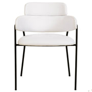 Axis Upholstered Dining Chair with Curved Open-Back and Arms and Black Stainless Steel Legs - Elax Furniture