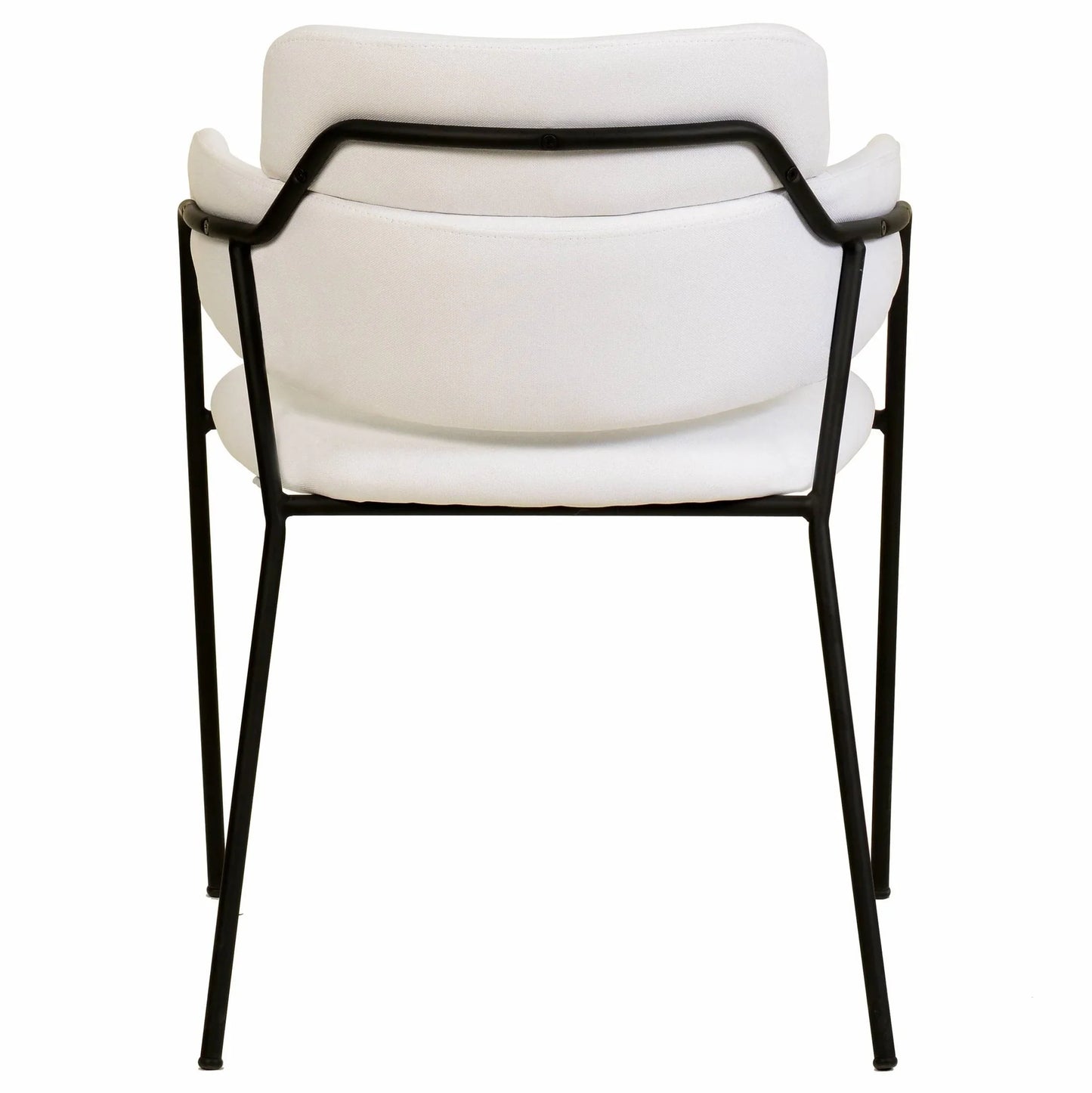 Axis Upholstered Dining Chair with Curved Open-Back and Arms and Black Stainless Steel Legs - Elax Furniture
