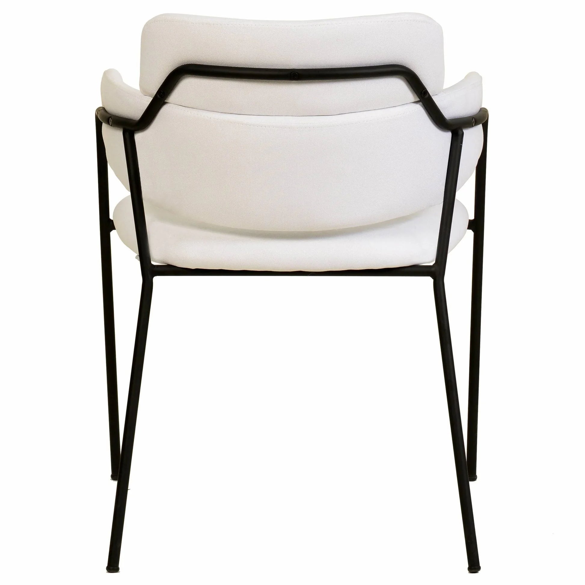 Axis Upholstered Dining Chair with Curved Open-Back and Arms and Black Stainless Steel Legs - Elax Furniture