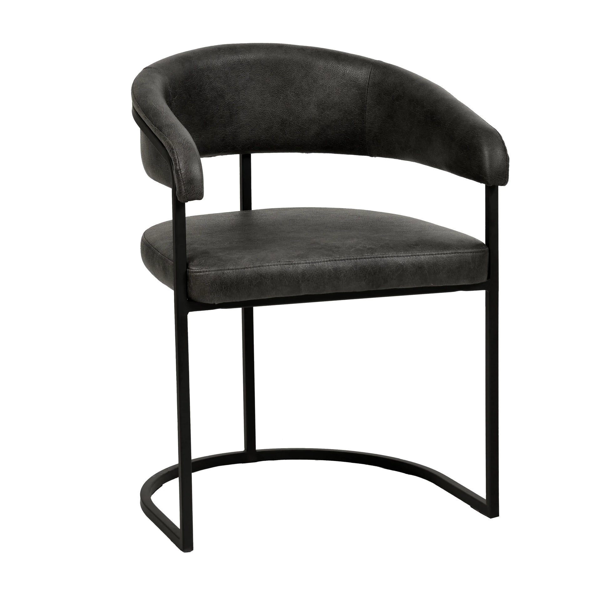 Aero Upholstered Dining Chair Curved Back Design Padded Seat in Iron - Elax Furniture