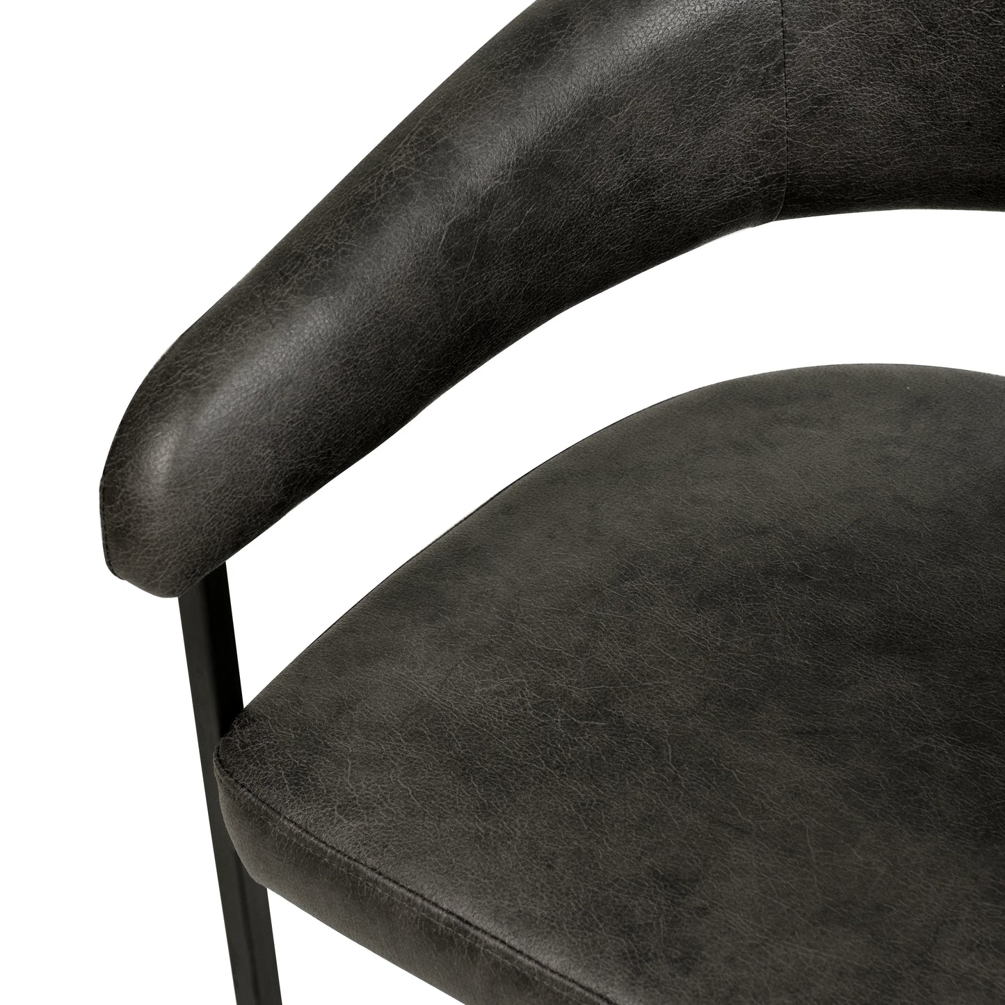 Aero Upholstered Dining Chair Curved Back Design Padded Seat in Iron - Elax Furniture