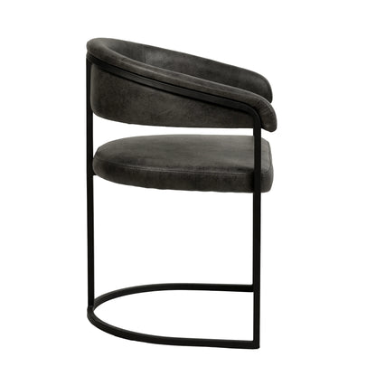 Aero Upholstered Dining Chair Curved Back Design Padded Seat in Iron - Elax Furniture