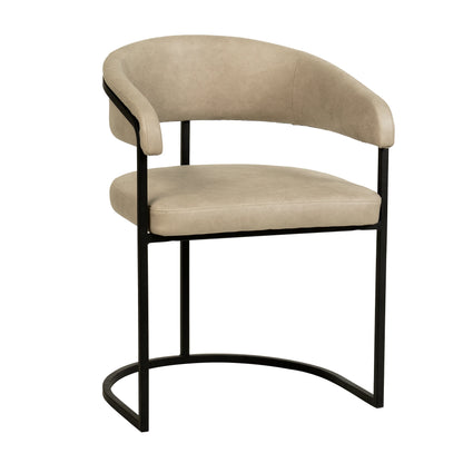 Aero Upholstered Dining Chair Curved Back Design Padded Seat in Iron - Elax Furniture