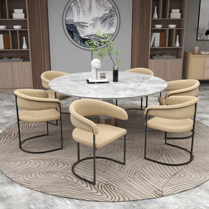 Aero Upholstered Dining Chair Curved Back Design Padded Seat in Iron - Elax Furniture