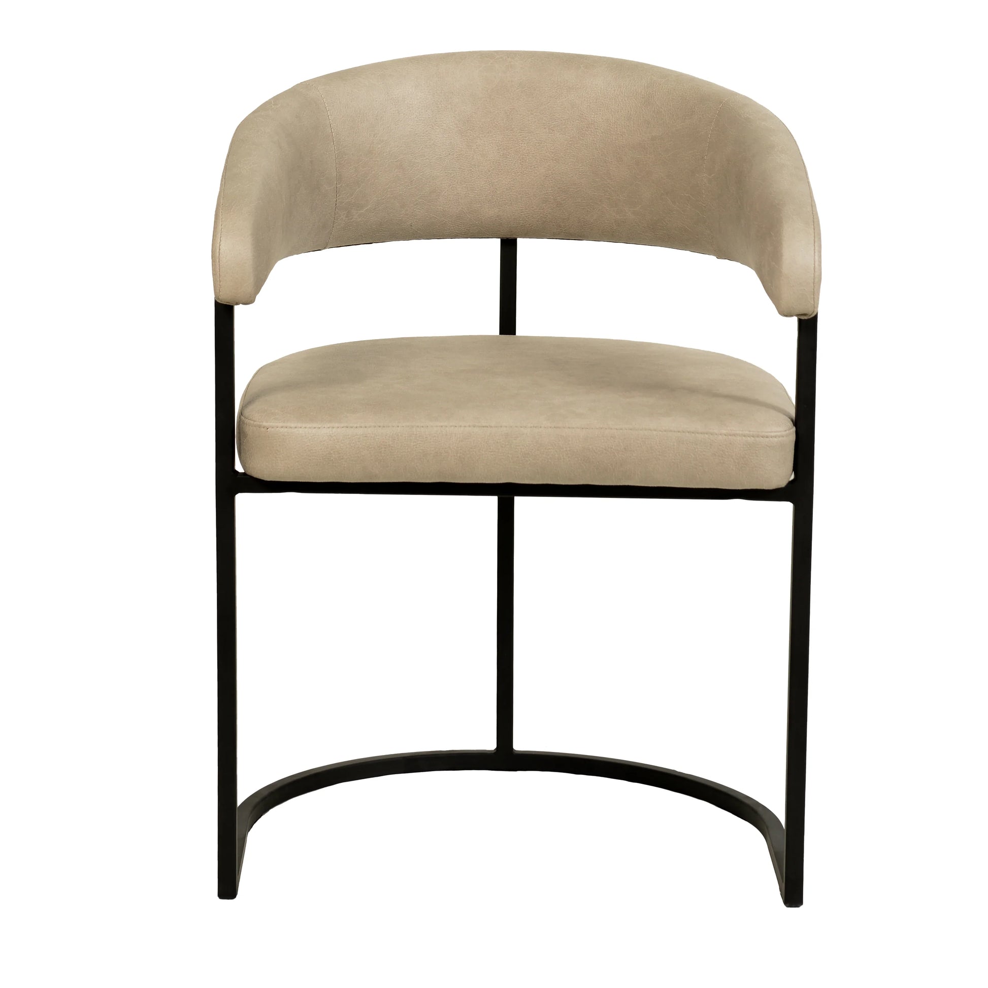 Aero Upholstered Dining Chair Curved Back Design Padded Seat in Iron - Elax Furniture