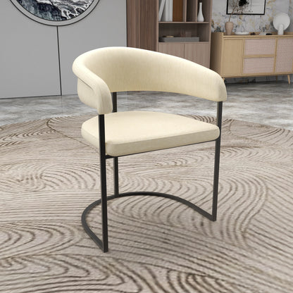 Aero Upholstered Dining Chair Curved Back Design Padded Seat in Iron - Elax Furniture