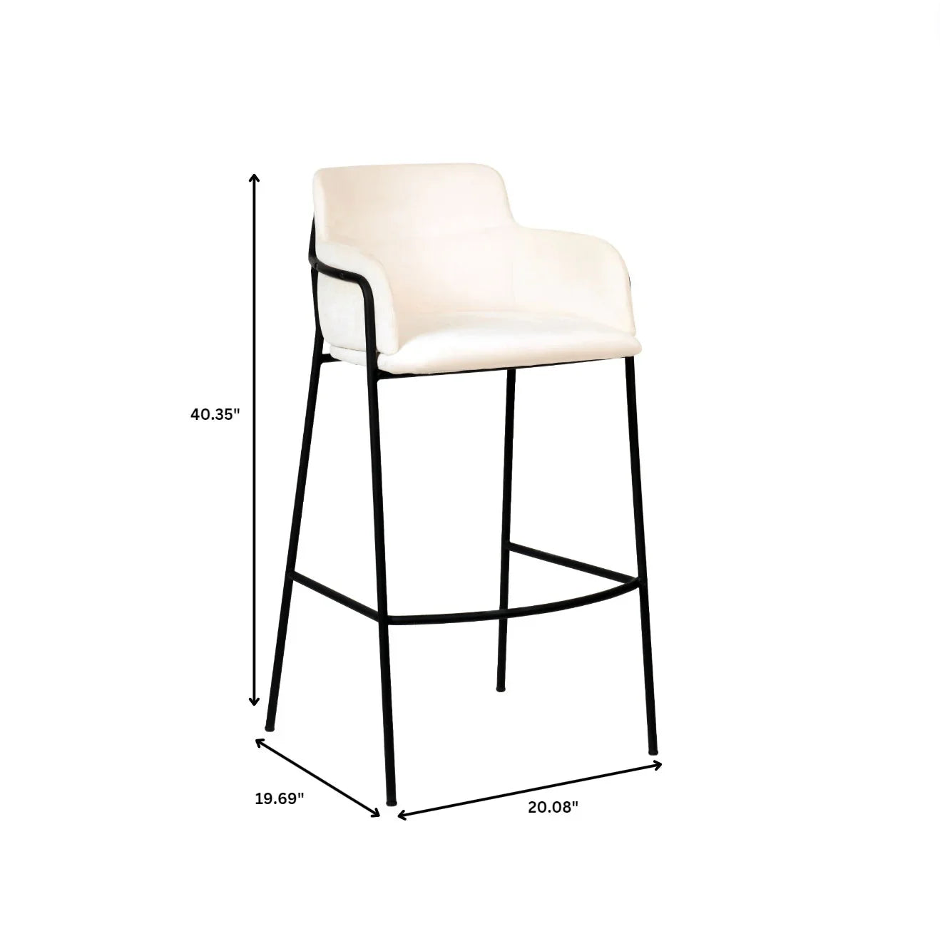 Axis 40" Bar Stool Ergonomic Pub Chair with Powder-Coated Stainless Steel Base and Footrest - Elax Furniture