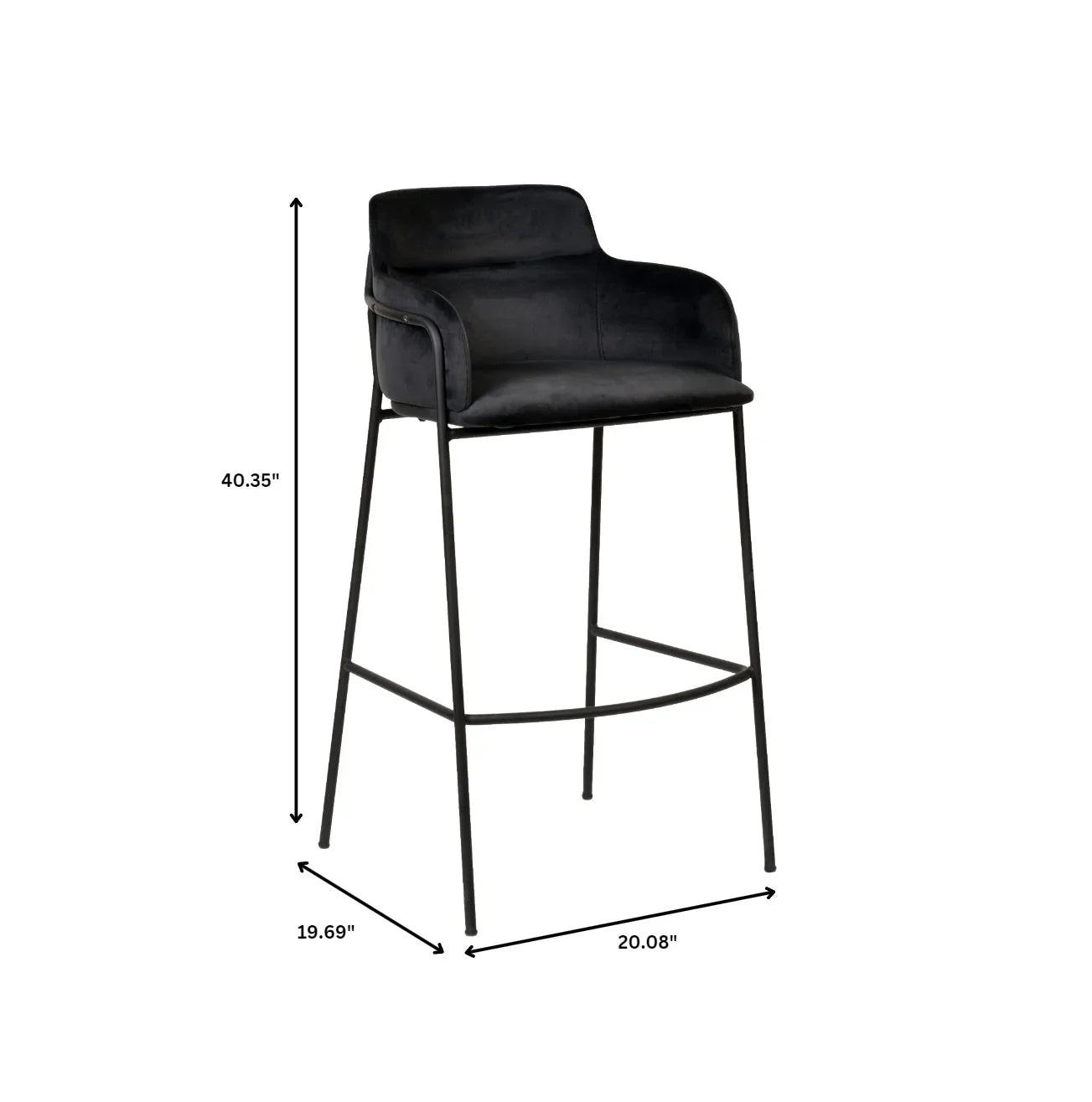 Axis 40" Bar Stool Ergonomic Pub Chair with Powder-Coated Stainless Steel Base and Footrest - Elax Furniture