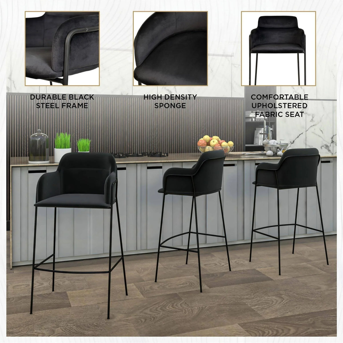 Axis 40" Bar Stool Ergonomic Pub Chair with Powder-Coated Stainless Steel Base and Footrest - Elax Furniture