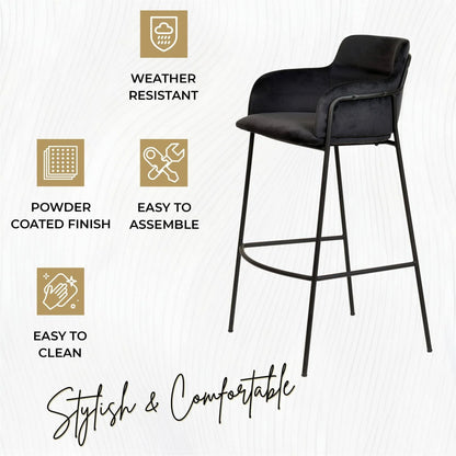 Axis 40" Bar Stool Ergonomic Pub Chair with Powder-Coated Stainless Steel Base and Footrest - Elax Furniture