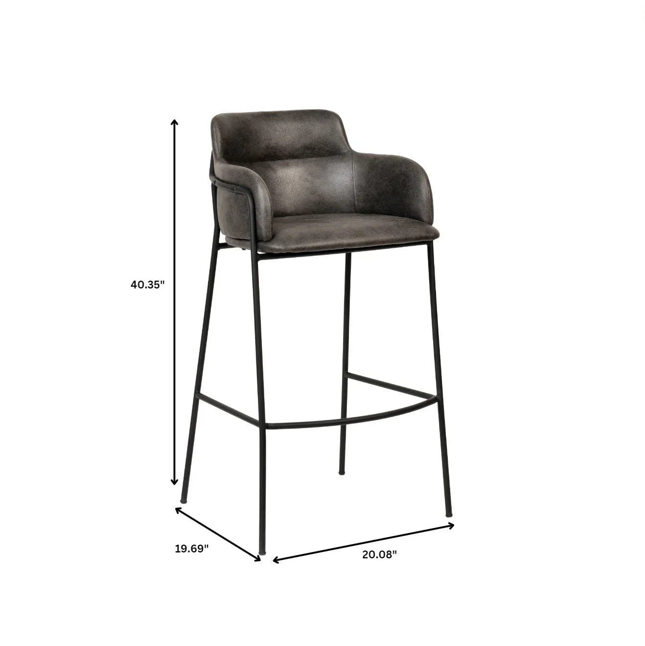 Axis 40" Bar Stool Ergonomic Pub Chair with Powder-Coated Stainless Steel Base and Footrest - Elax Furniture