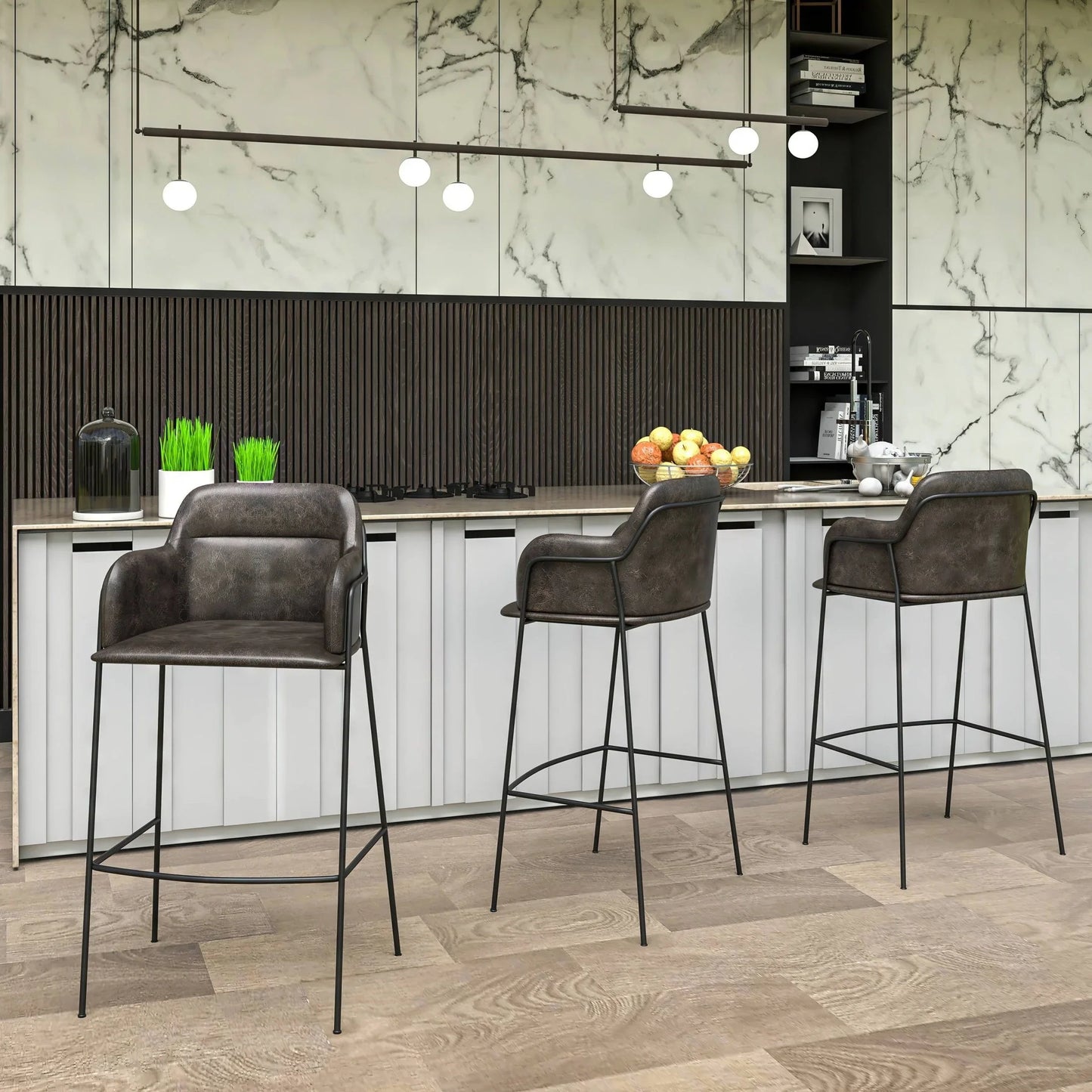 Axis 40" Bar Stool Ergonomic Pub Chair with Powder-Coated Stainless Steel Base and Footrest - Elax Furniture