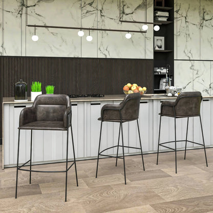 Axis 40" Bar Stool Ergonomic Pub Chair with Powder-Coated Stainless Steel Base and Footrest - Elax Furniture