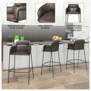 Axis 40" Bar Stool Ergonomic Pub Chair with Powder-Coated Stainless Steel Base and Footrest - Elax Furniture