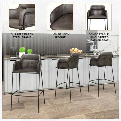 Axis 40" Bar Stool Ergonomic Pub Chair with Powder-Coated Stainless Steel Base and Footrest - Elax Furniture