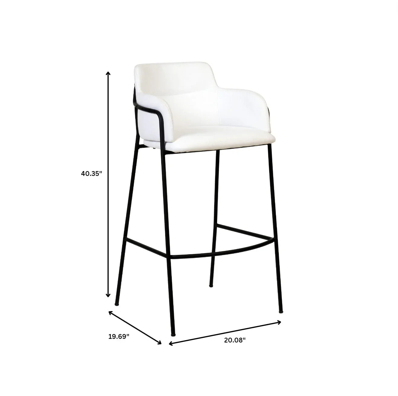 Axis 40" Bar Stool Ergonomic Pub Chair with Powder-Coated Stainless Steel Base and Footrest - Elax Furniture