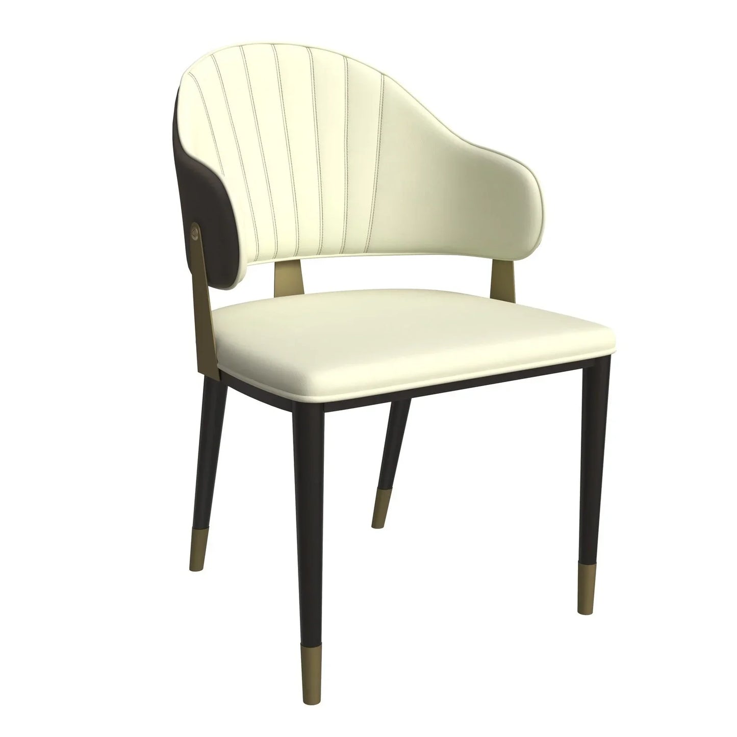 Aria Leather Dining Chair with a Curved Back and Gold Accents Design in Iron - Elax Furniture
