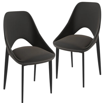 Amalfi Upholstered Dining Chair with a Curved Open Back Design in Black Iron Set of 2 - Elax Furniture