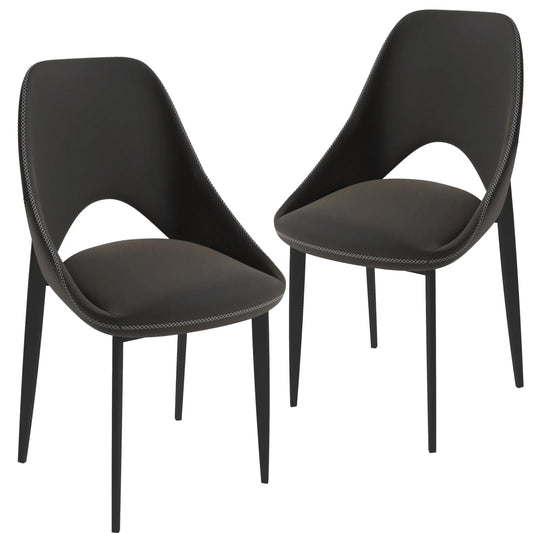 Amalfi Upholstered Dining Chair with a Curved Open Back Design in Black Iron Set of 2 - Elax Furniture