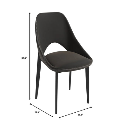 Amalfi Upholstered Dining Chair with a Curved Open Back Design in Black Iron Set of 2 - Elax Furniture