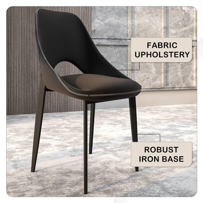Amalfi Upholstered Dining Chair with a Curved Open Back Design in Black Iron Set of 2 - Elax Furniture