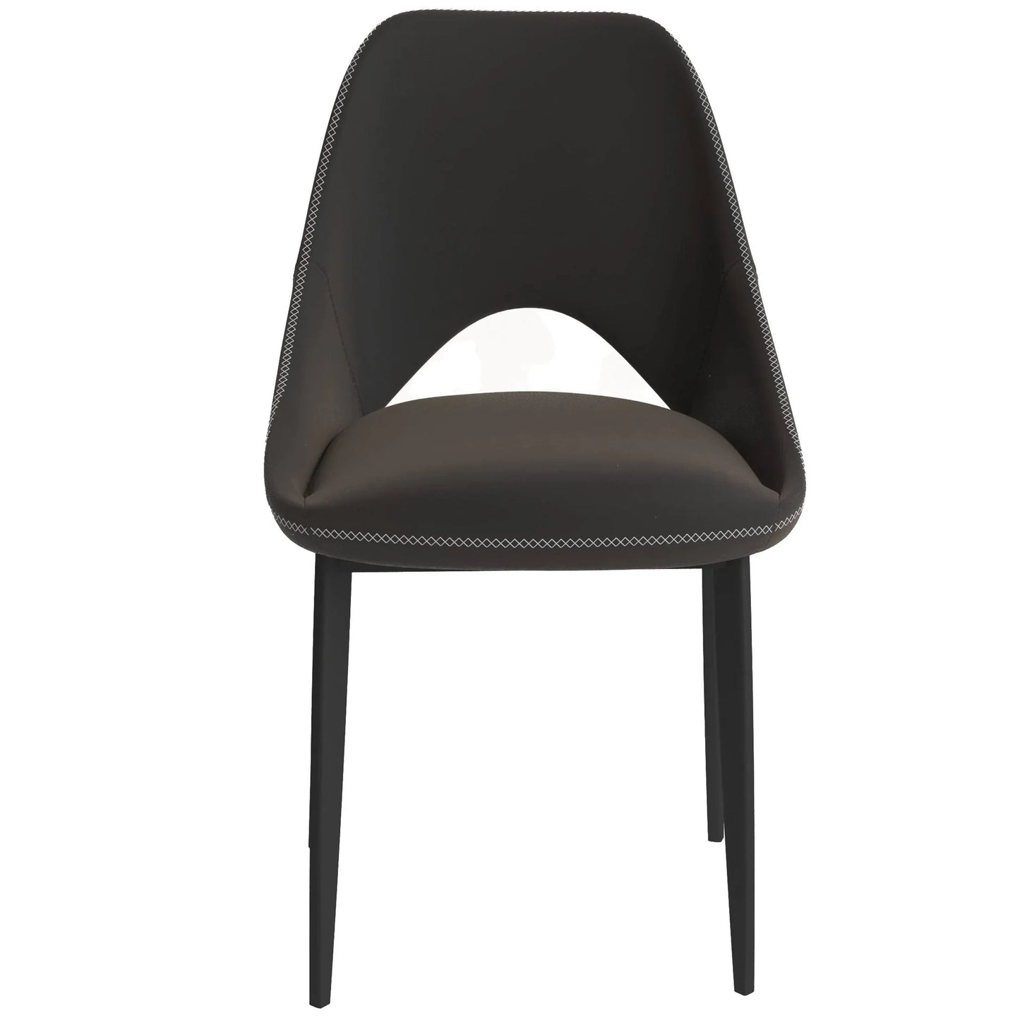 Amalfi Upholstered Dining Chair with a Curved Open Back Design in Black Iron Set of 2 - Elax Furniture