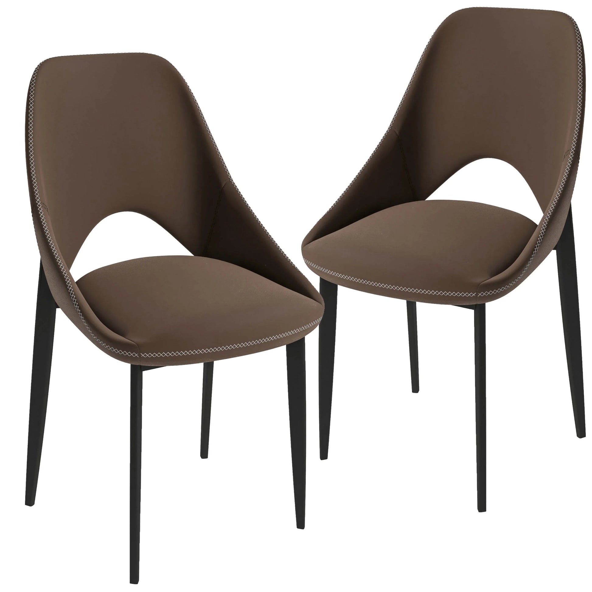 Amalfi Upholstered Dining Chair with a Curved Open Back Design in Black Iron Set of 2 - Elax Furniture