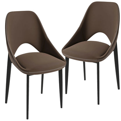 Amalfi Upholstered Dining Chair with a Curved Open Back Design in Black Iron Set of 2 - Elax Furniture