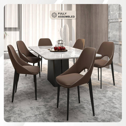 Amalfi Upholstered Dining Chair with a Curved Open Back Design in Black Iron Set of 4 - Elax Furniture