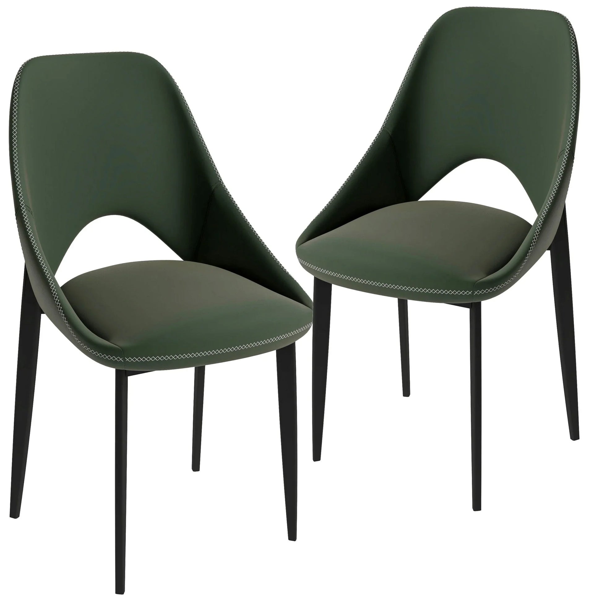 Amalfi Upholstered Dining Chair with a Curved Open Back Design in Black Iron Set of 2 - Elax Furniture