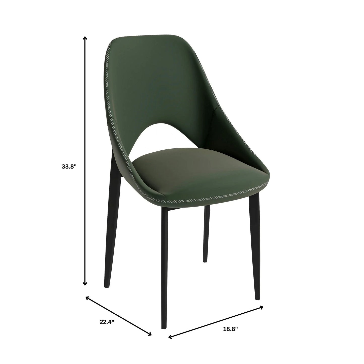 Amalfi Upholstered Dining Chair with a Curved Open Back Design in Black Iron Set of 2 - Elax Furniture