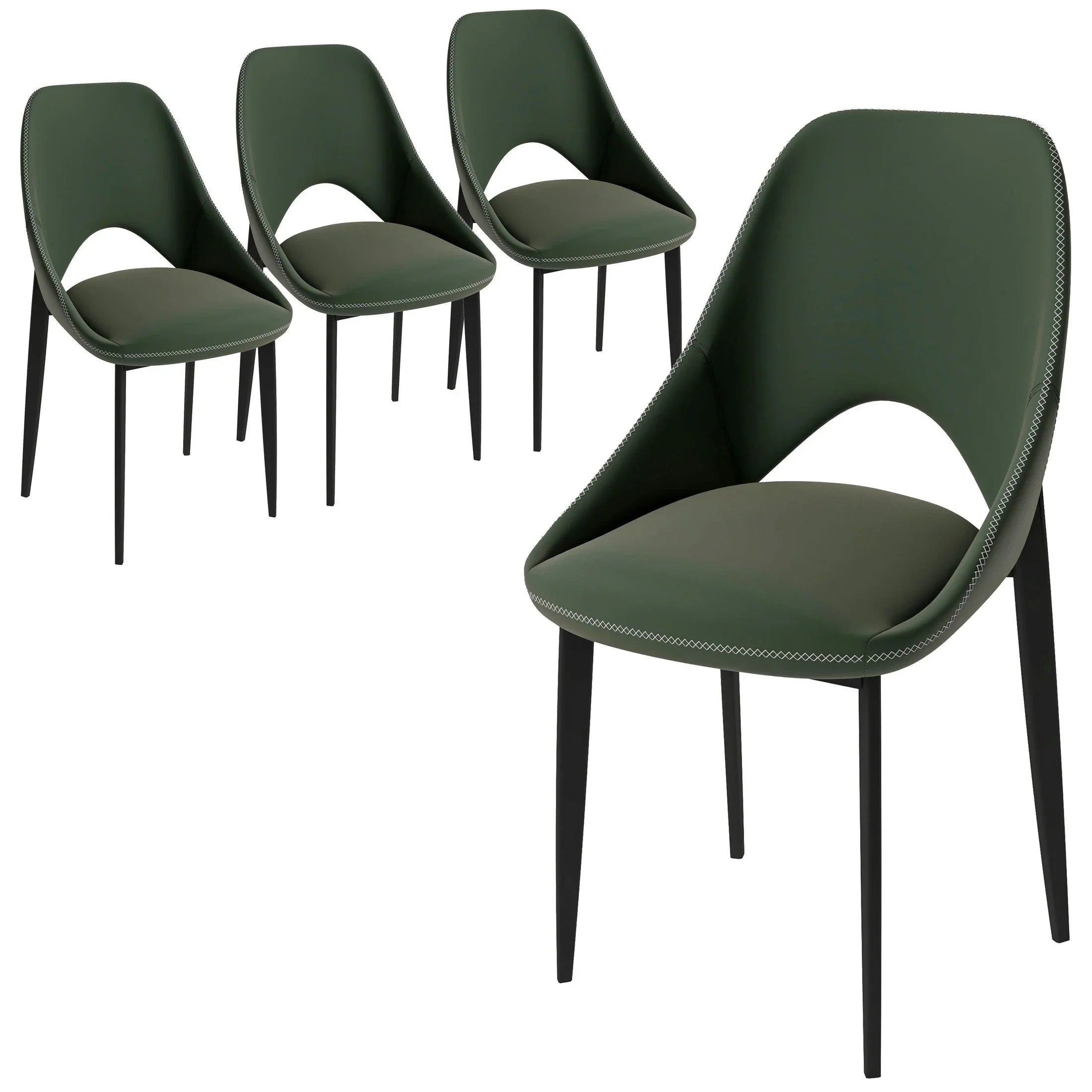 Amalfi Upholstered Dining Chair with a Curved Open Back Design in Black Iron Set of 4 - Elax Furniture