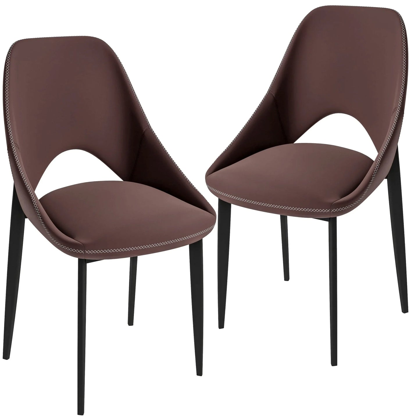 Amalfi Upholstered Dining Chair with a Curved Open Back Design in Black Iron Set of 2 - Elax Furniture