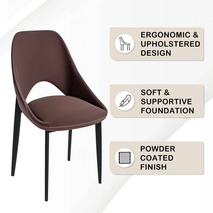 Amalfi Upholstered Dining Chair with a Curved Open Back Design in Black Iron Set of 2 - Elax Furniture