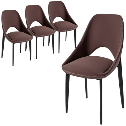 Amalfi Upholstered Dining Chair with a Curved Open Back Design in Black Iron Set of 4 - Elax Furniture