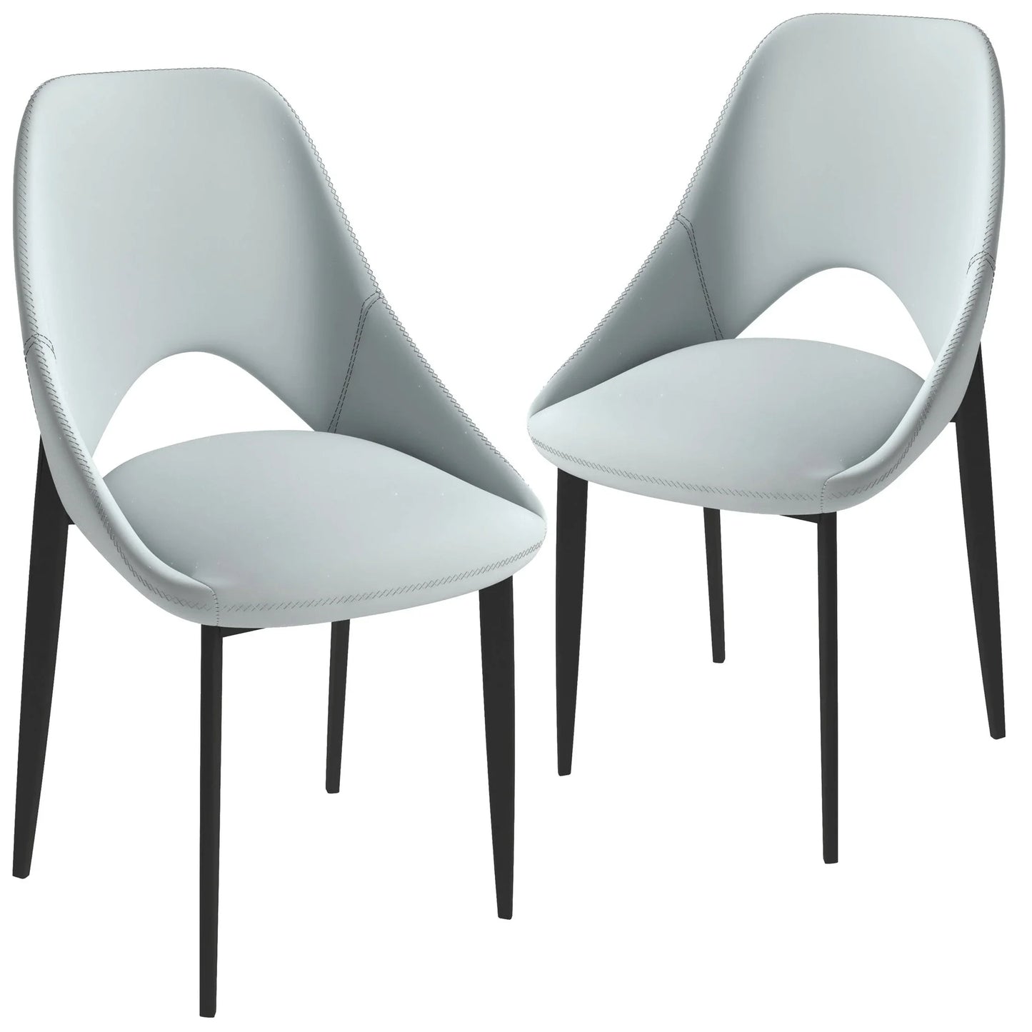 Amalfi Upholstered Dining Chair with a Curved Open Back Design in Black Iron Set of 2 - Elax Furniture