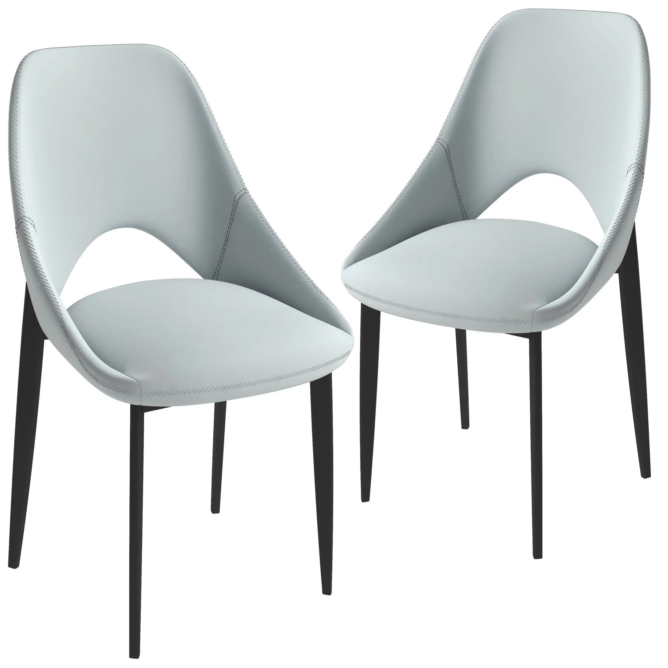 Amalfi Upholstered Dining Chair with a Curved Open Back Design in Black Iron Set of 2 - Elax Furniture