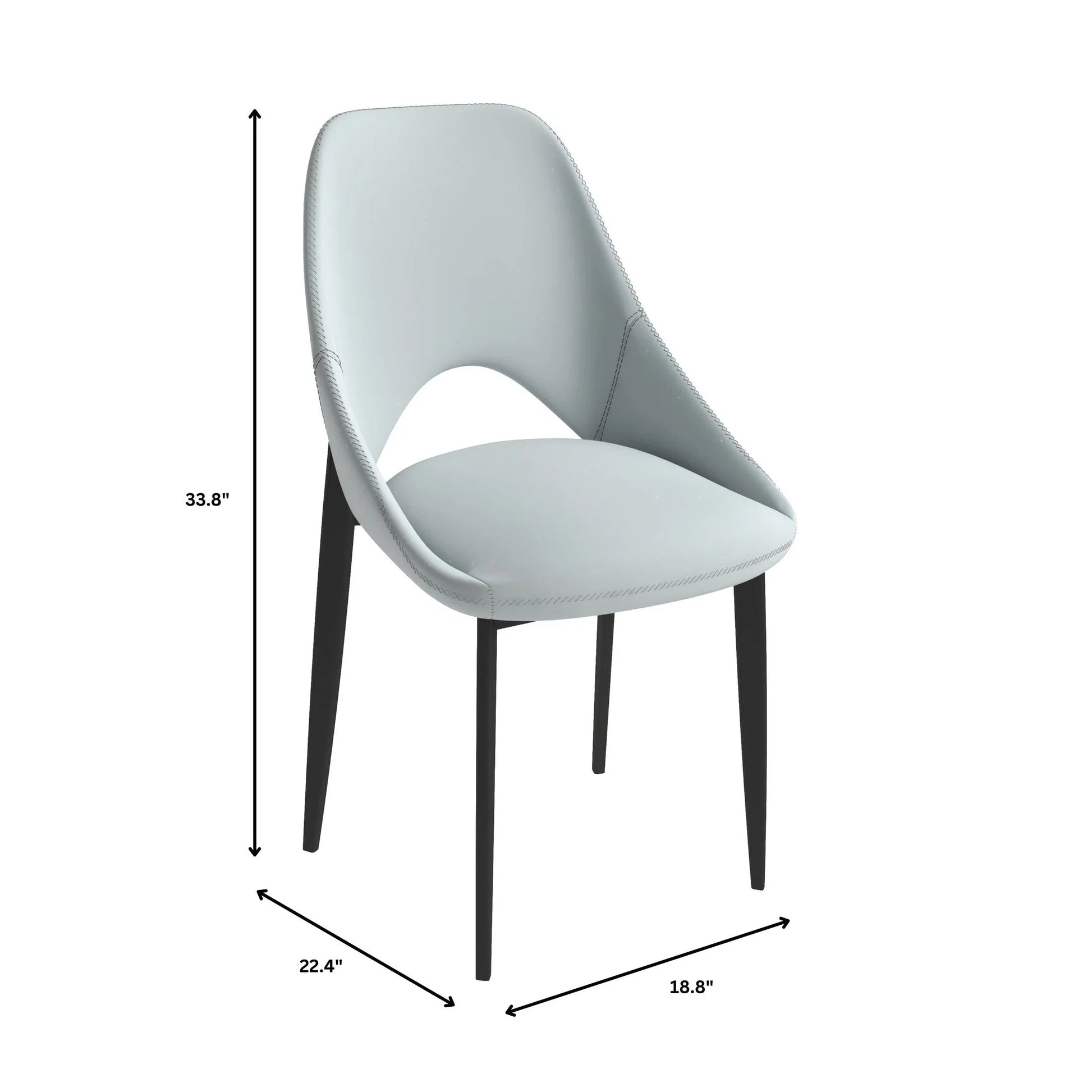 Amalfi Upholstered Dining Chair with a Curved Open Back Design in Black Iron Set of 2 - Elax Furniture