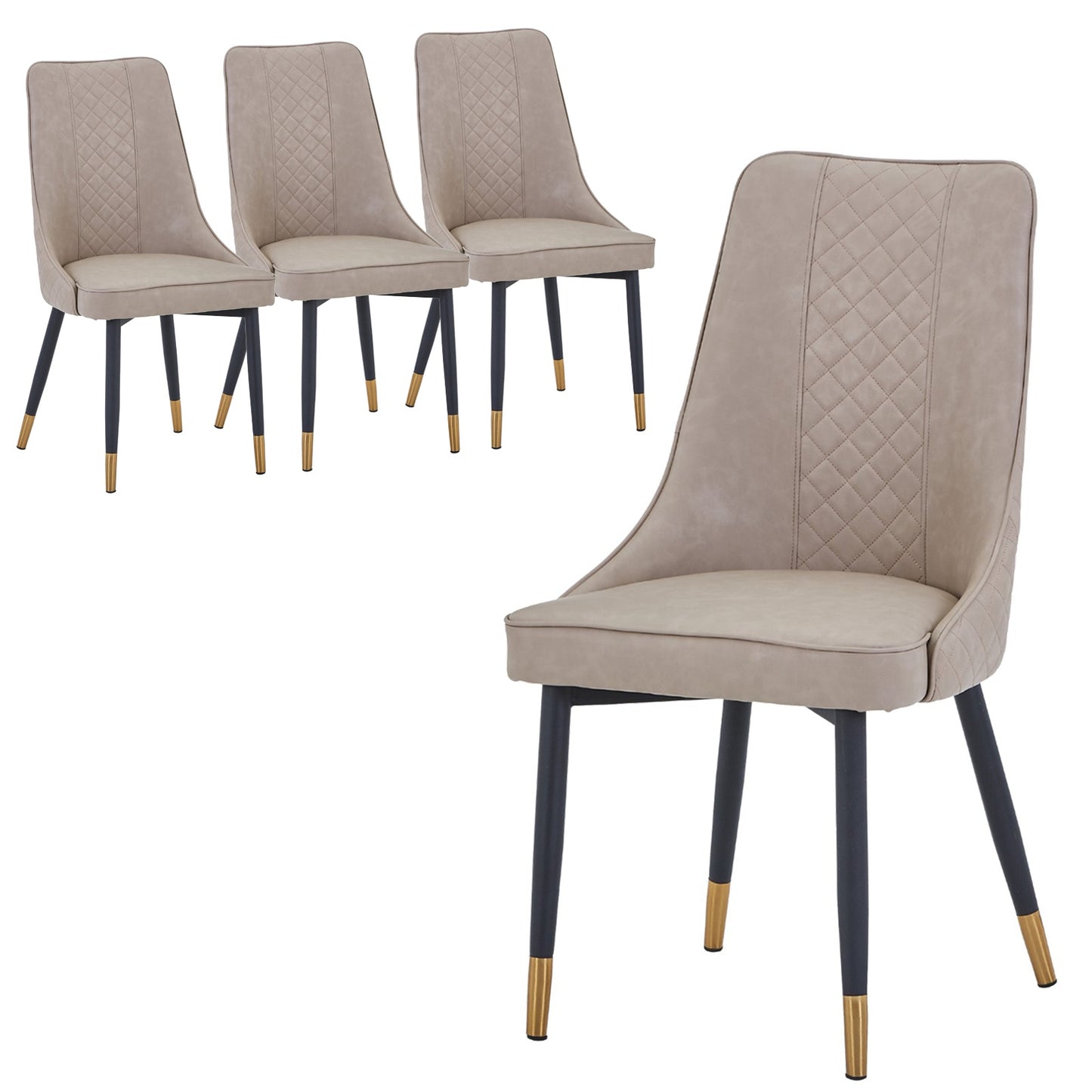 Allure Dining Chairs Fabric/Leather Seat and Back in Oak Wood Set of 4