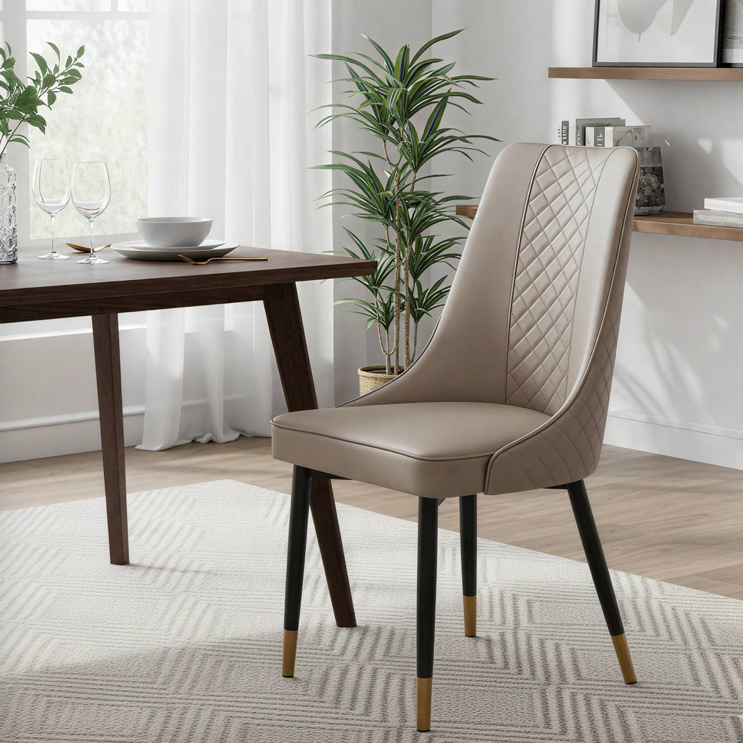 Allure Dining Chairs Fabric/Leather Seat and Back in Oak Wood