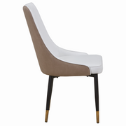 Allure Leather Dining Chairs in Steel Legs with Gold Accent Tips