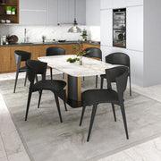 Sylvia 7-Piece Dining Set with Rectangular Table in Sintered Stone Top and 6 Leather Side Chairs - Elax Furniture