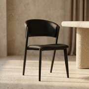 Aspen Dining Chairs Upholstered in Leather with Black Metal Legs