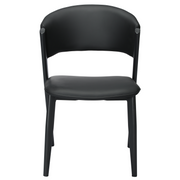 Aspen Dining Chairs Upholstered in Leather with Black Metal Legs