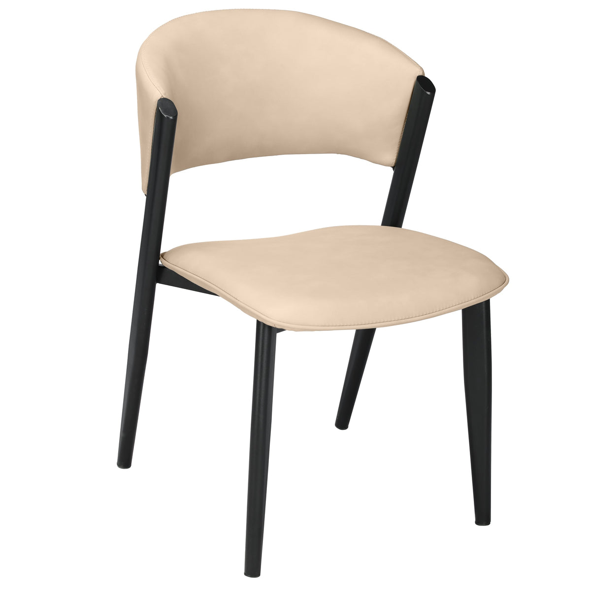 Aspen Dining Chairs Upholstered in Leather with Black Metal Legs